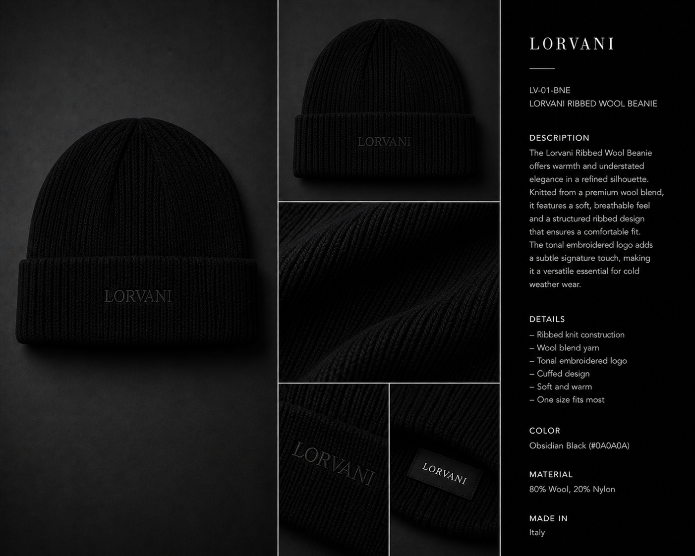 Lorvani Ribbed Wool Beanie image 0
