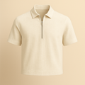 Cream Half-Zip Short Sleeve Shirt image 0