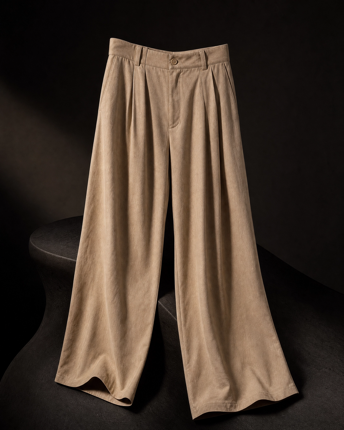 Dune Pleat Wide-Leg Trousers